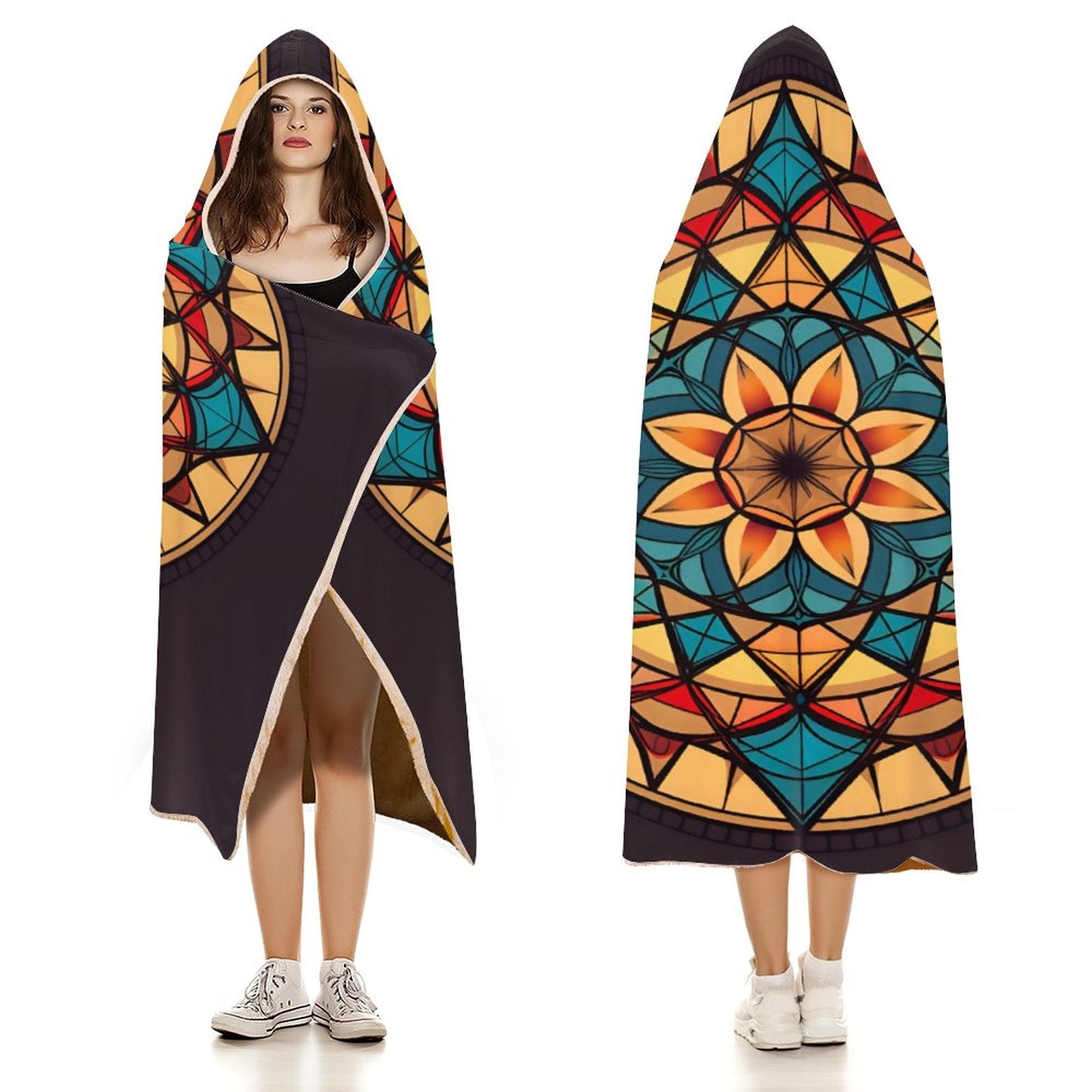 Manta con capucha geométrica