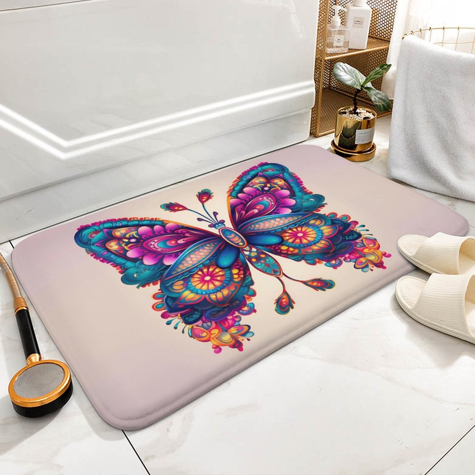 Butterfly Coral Velvet Rug