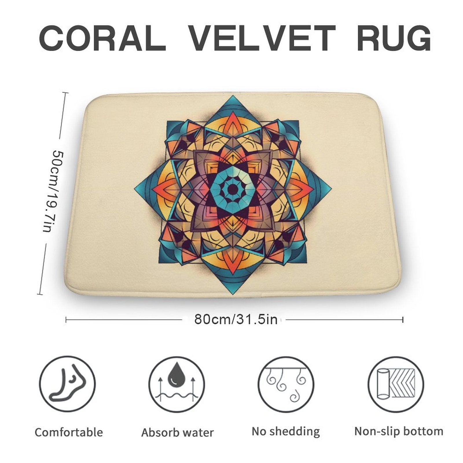 Geometric Coral Velvet Rug