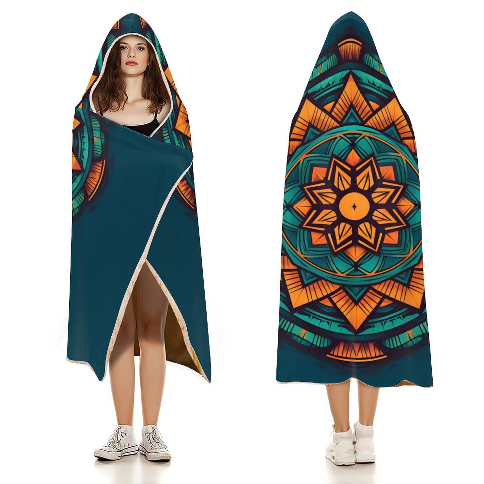Manta con capucha geométrica