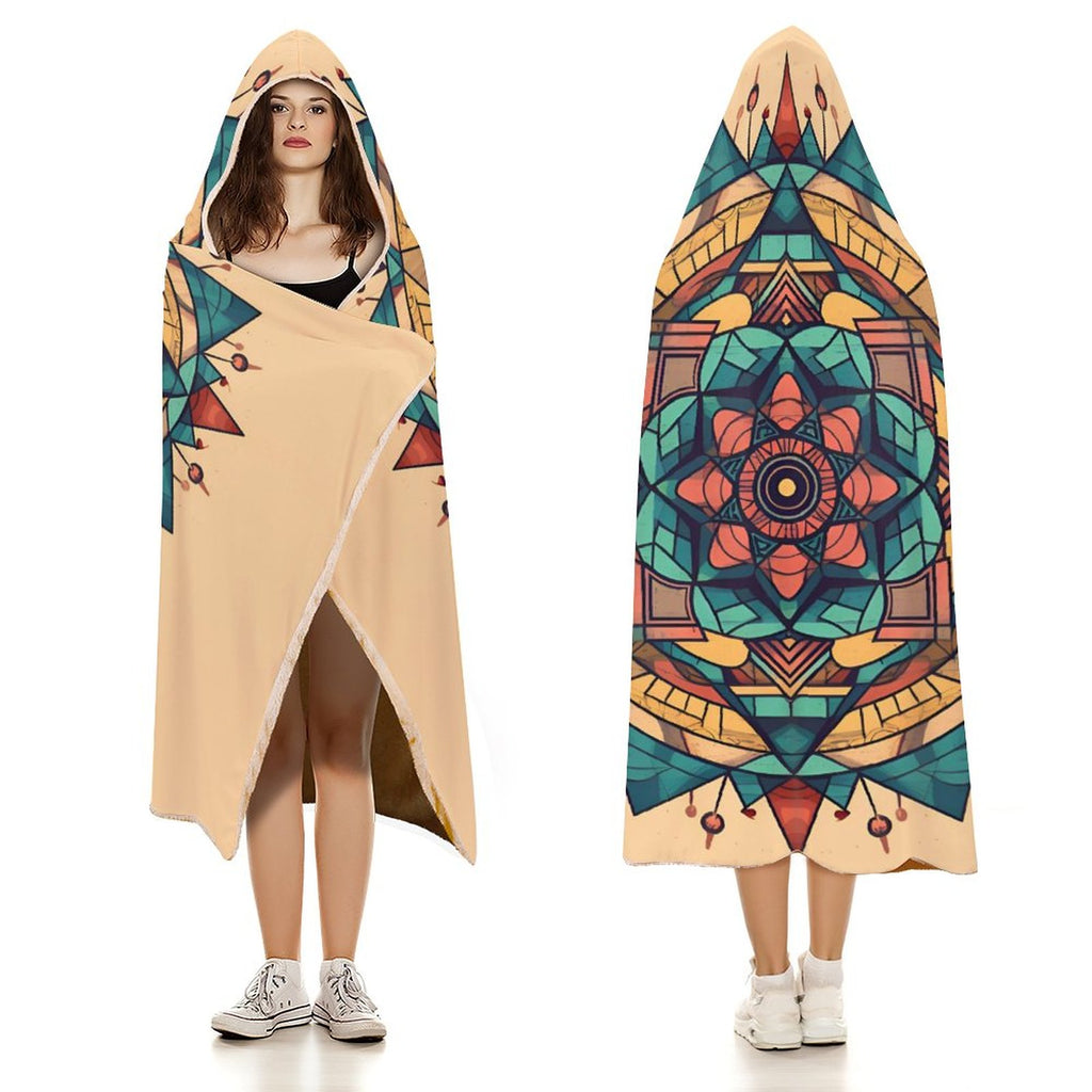 Manta con capucha geométrica