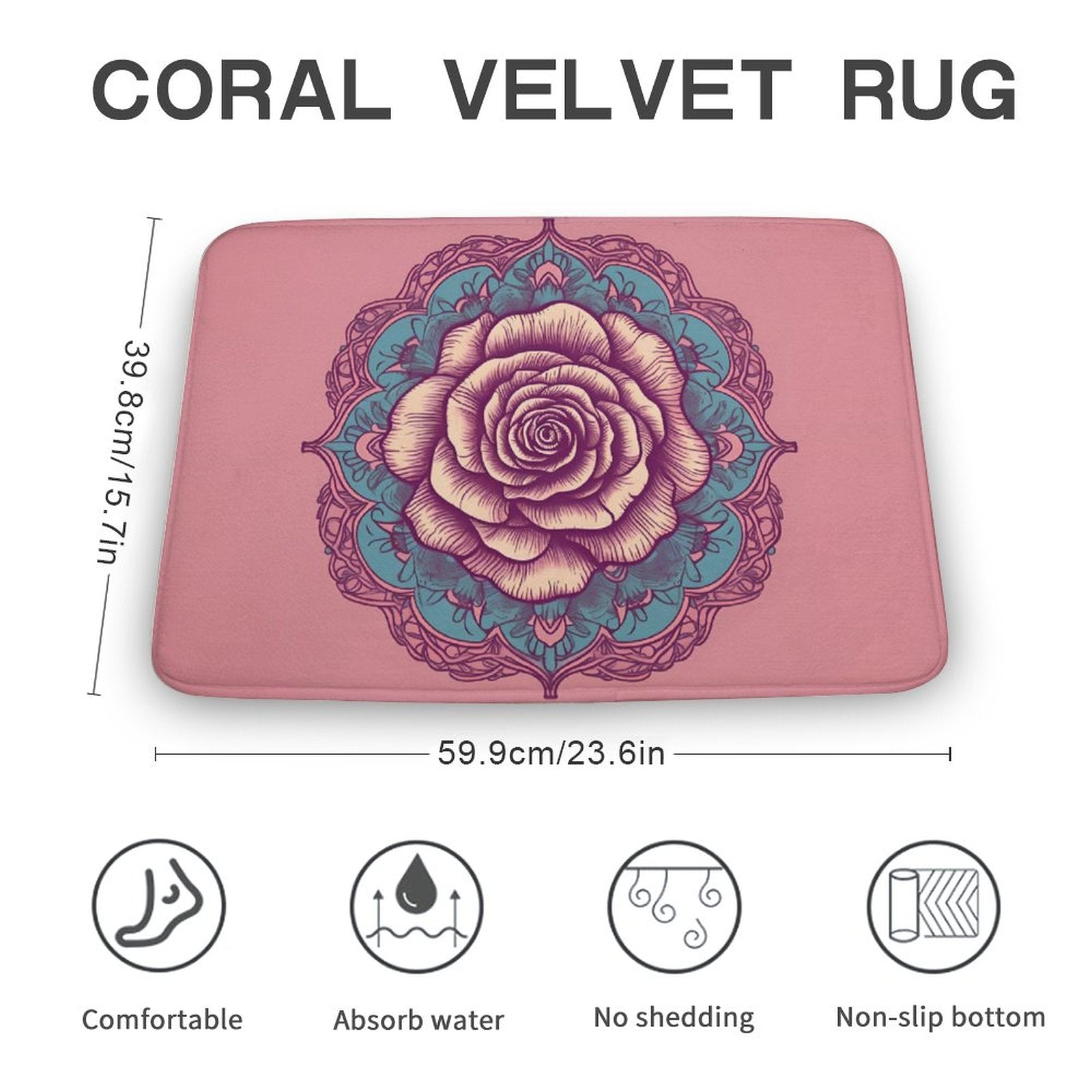 Alfombra de terciopelo coral rosa