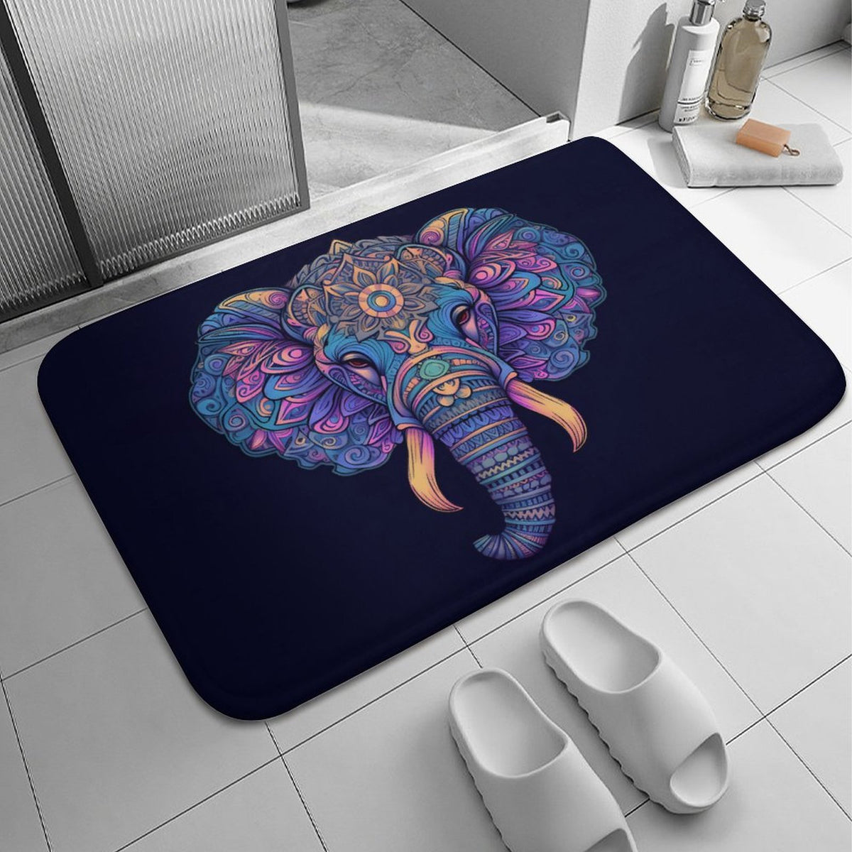 Elephant Coral Velvet Rug