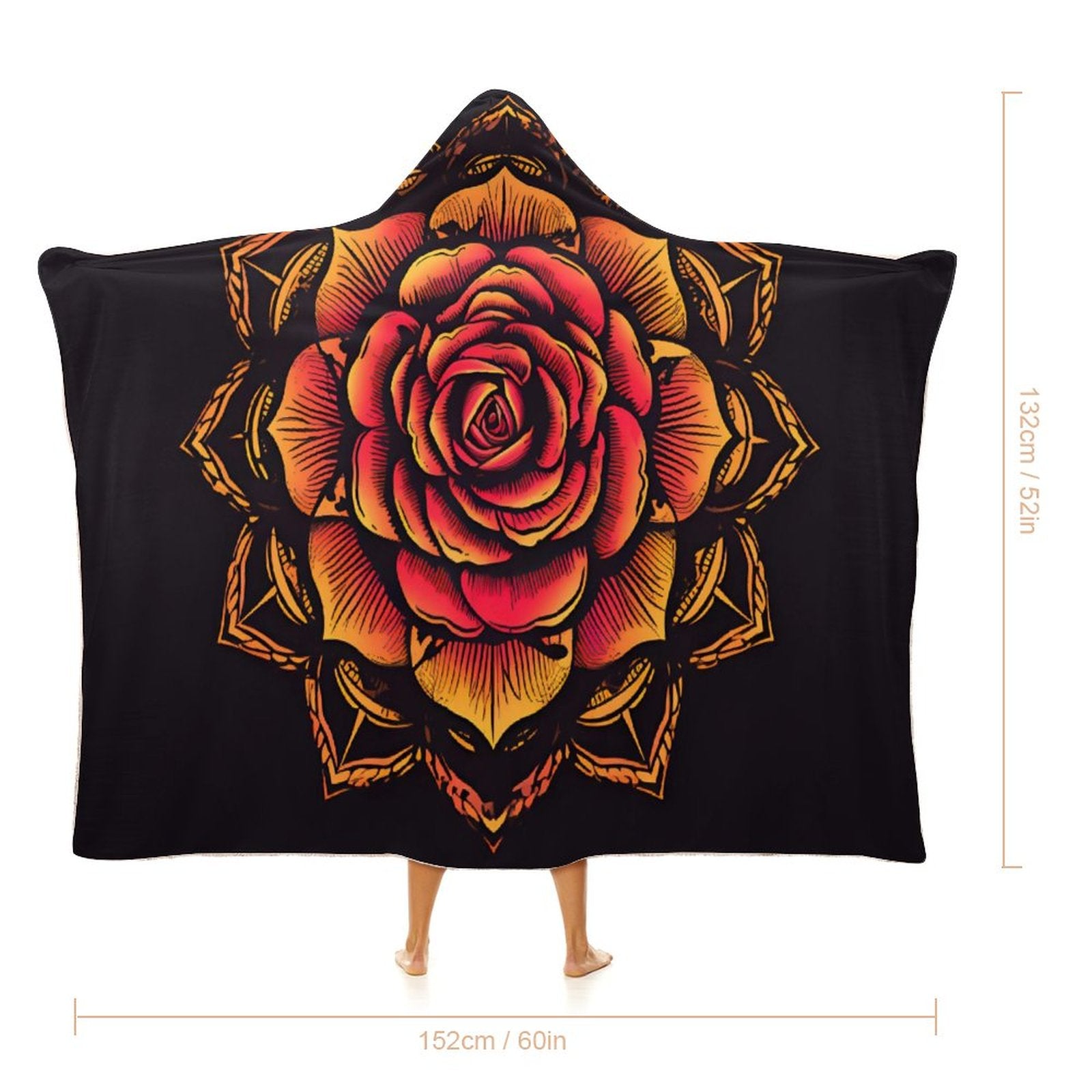 Manta con capucha de rosas