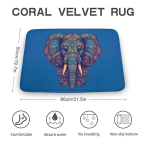 Elephant Coral Velvet Rug