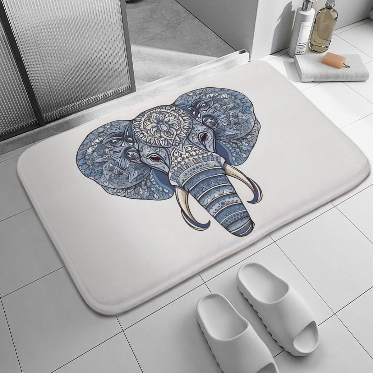 Elephant Coral Velvet Rug