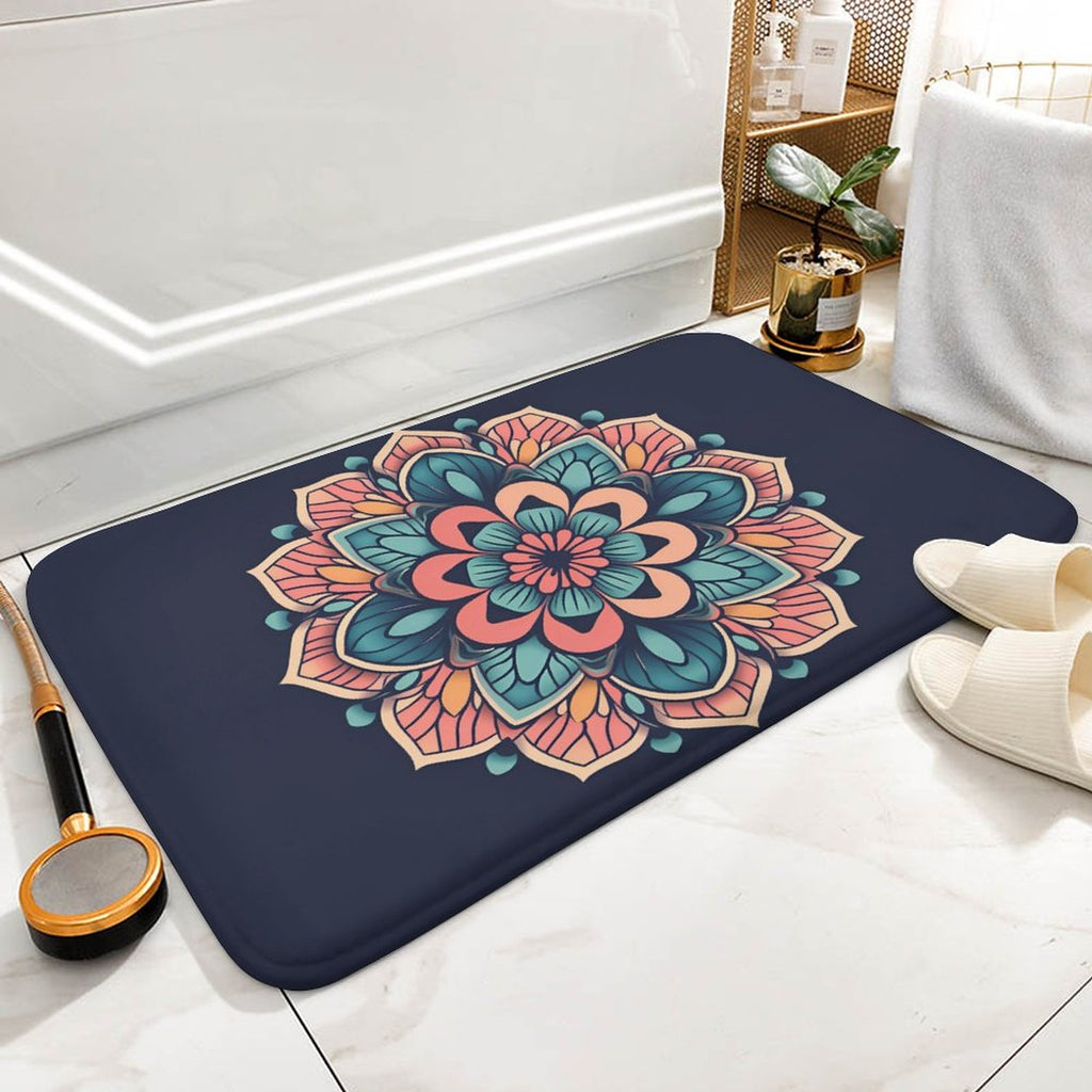 Alfombra de terciopelo coral con flores