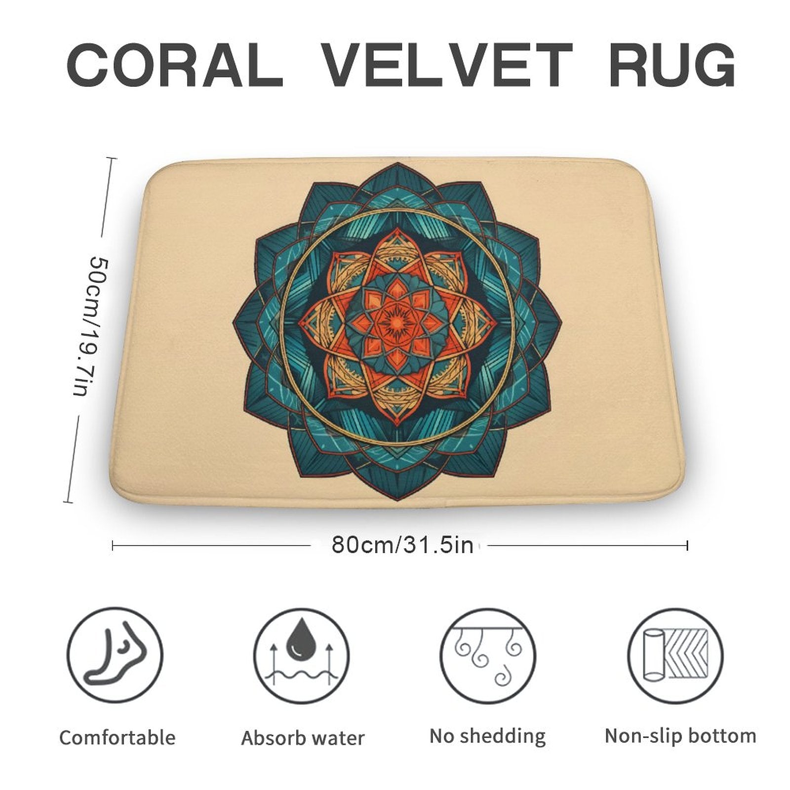 Geometric Coral Velvet Rug