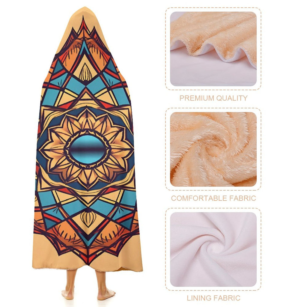 Manta con capucha geométrica