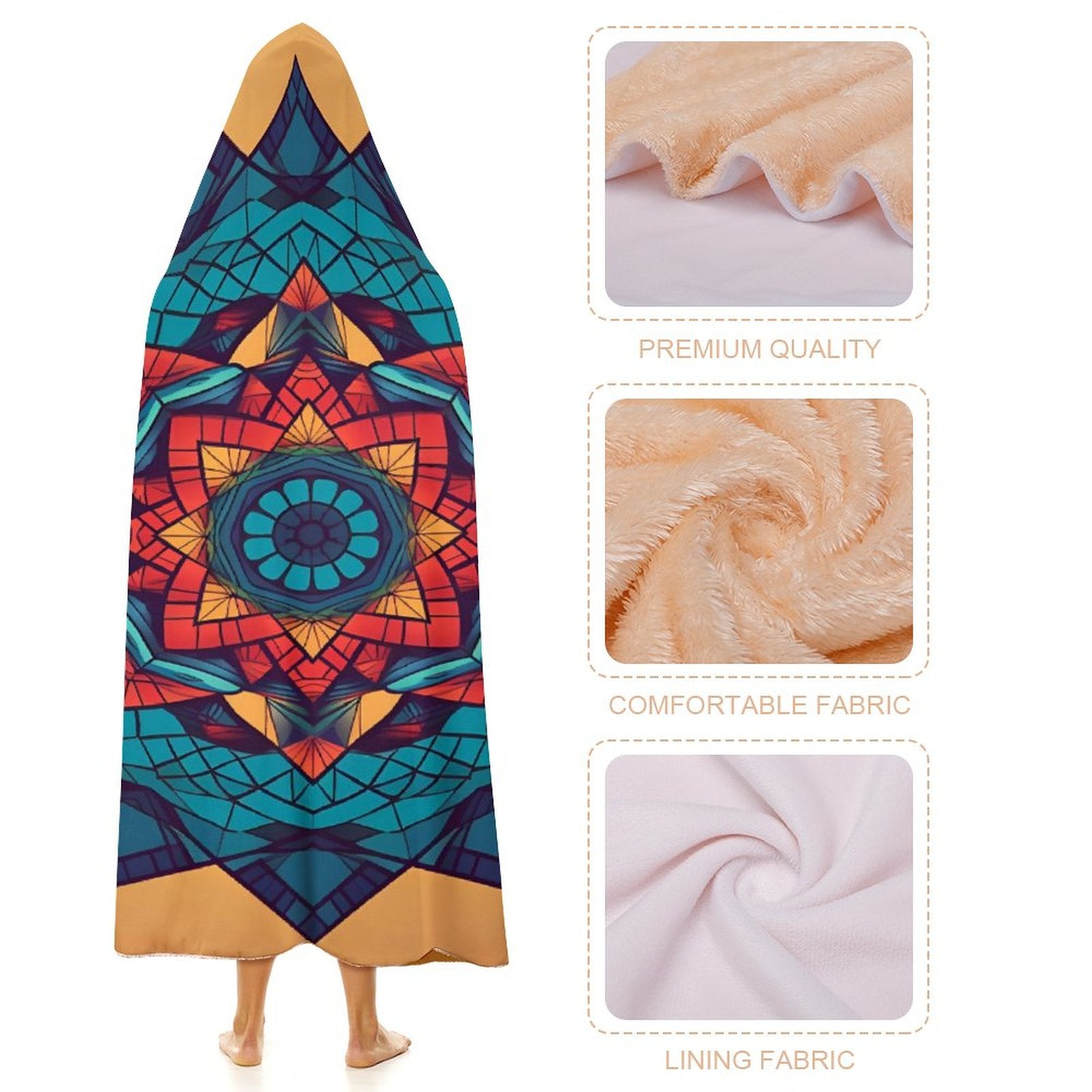 Manta con capucha geométrica