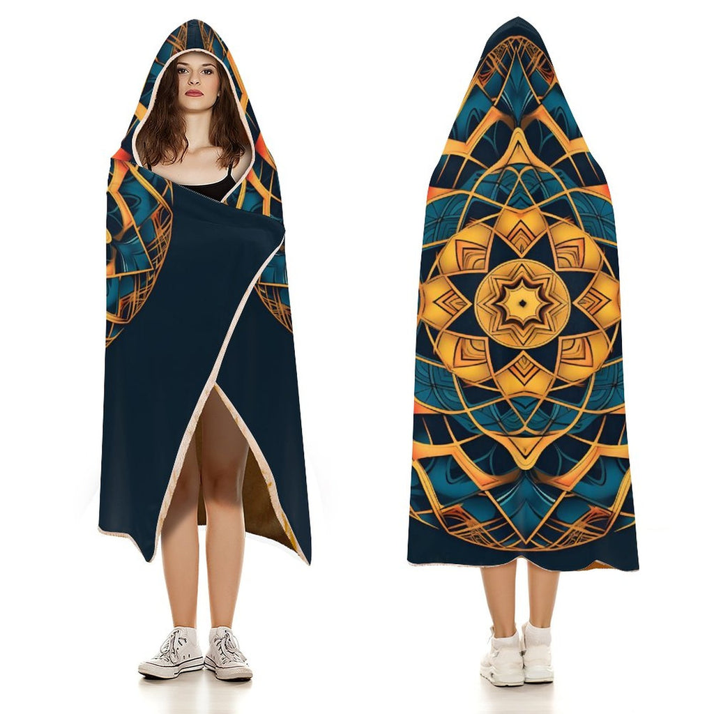 Manta con capucha geométrica