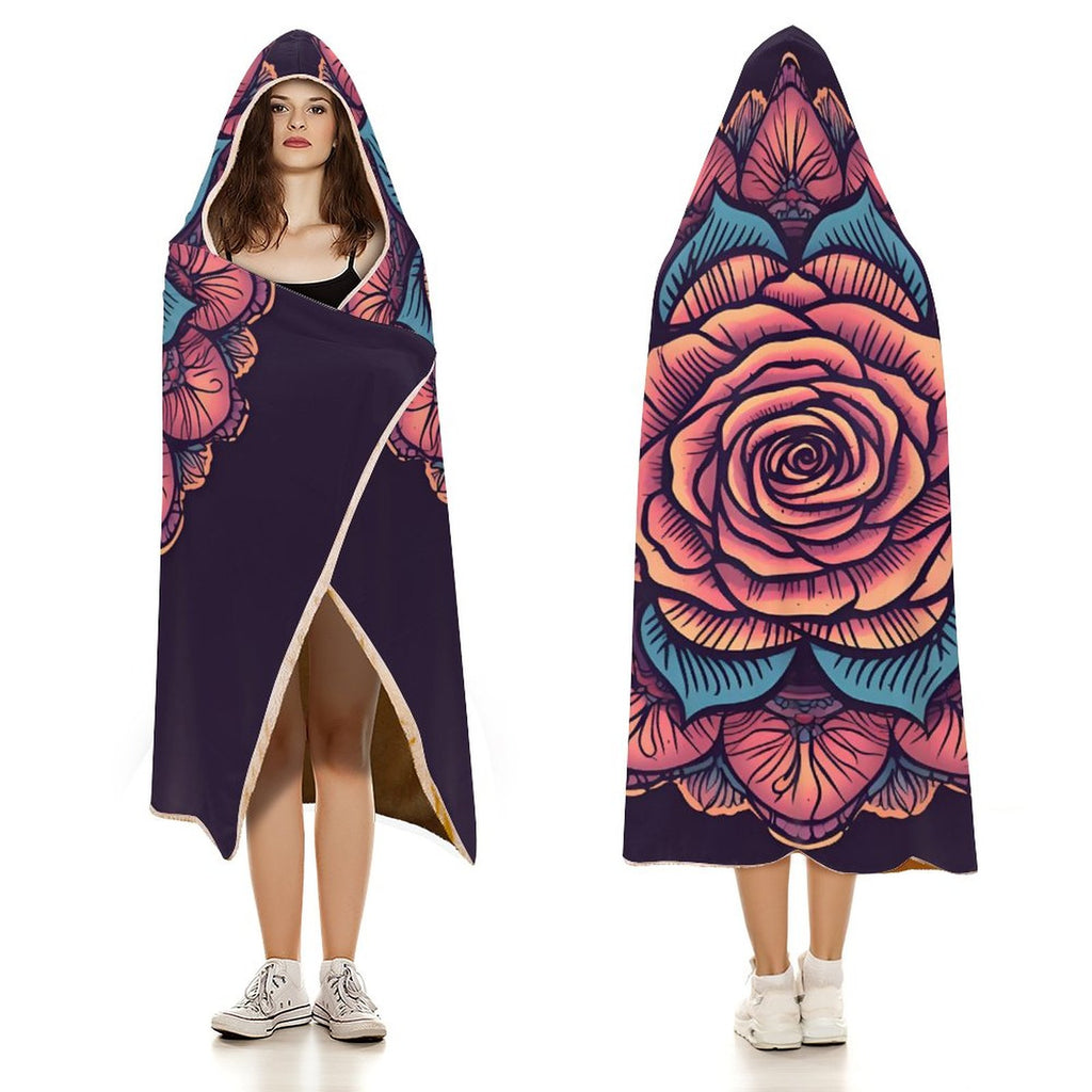 Manta con capucha de rosas