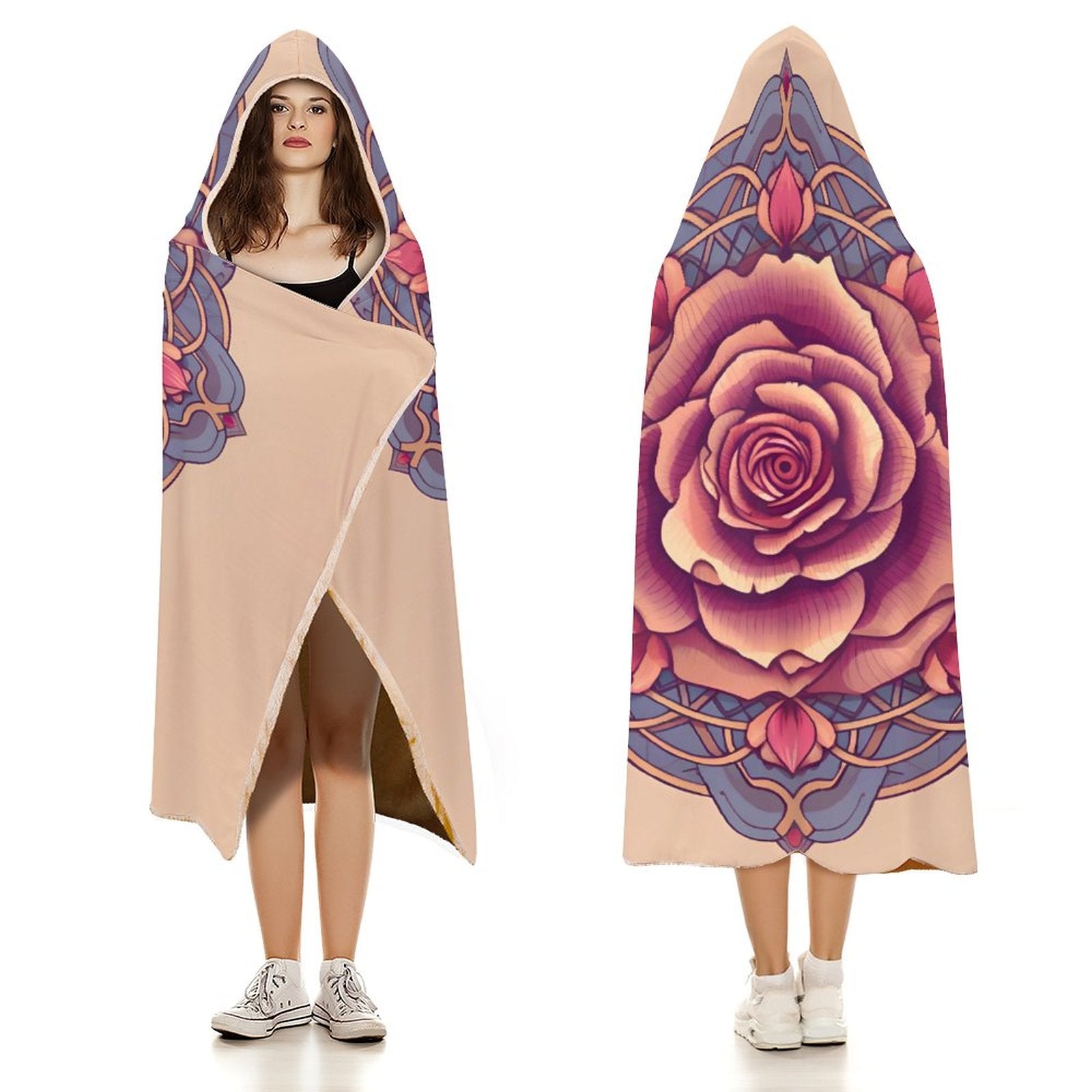 Manta con capucha de rosas