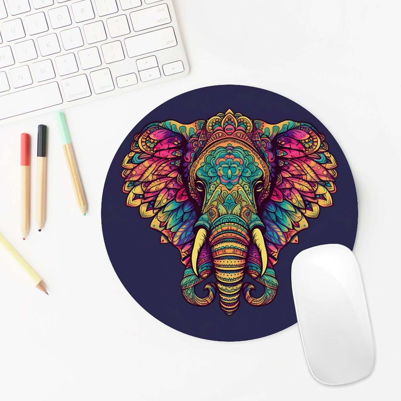 Elephant Round Mouse Pad