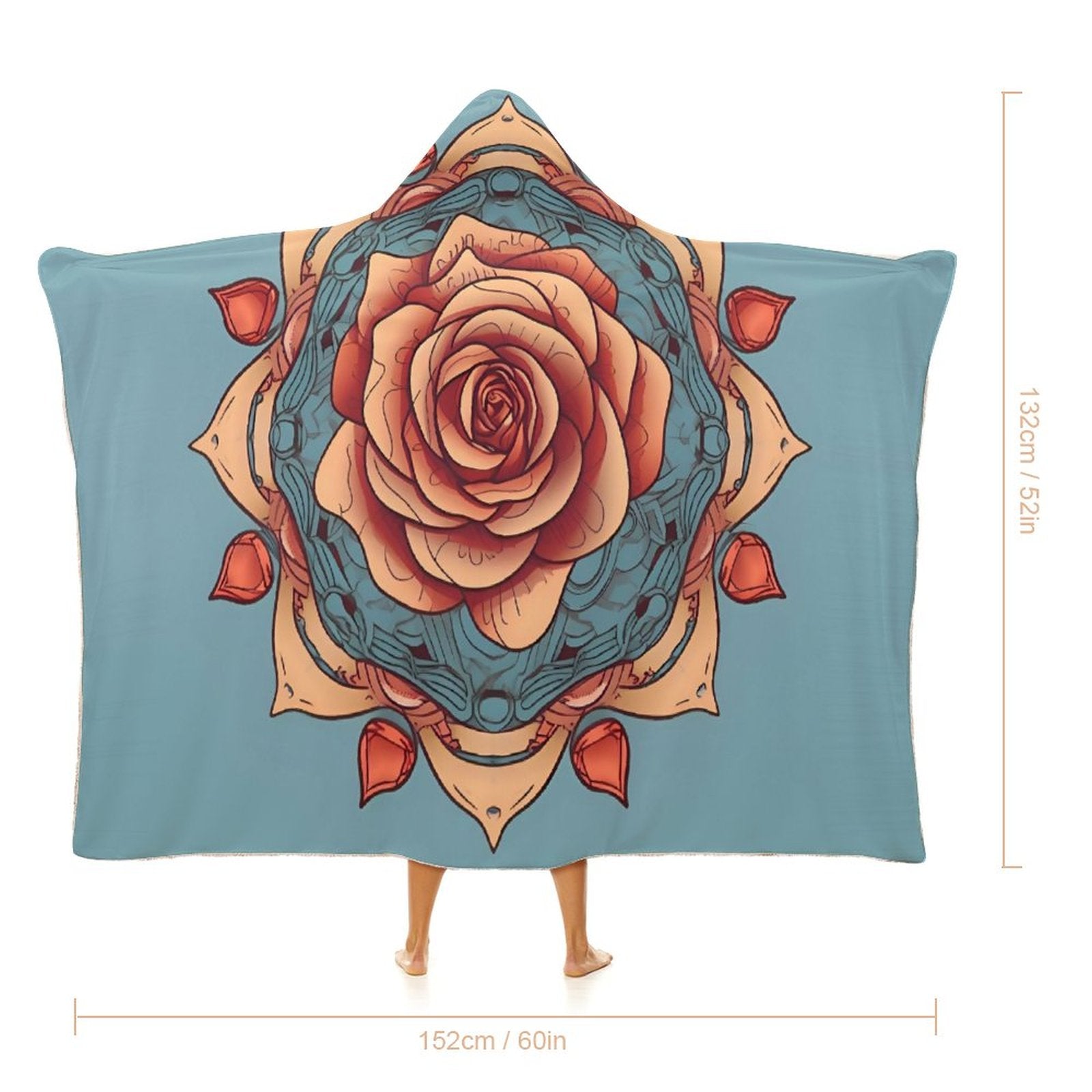 Manta con capucha de rosas