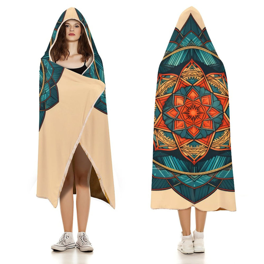 Manta con capucha geométrica