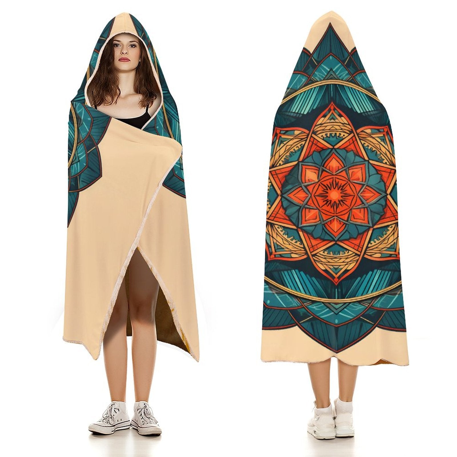 Manta con capucha geométrica