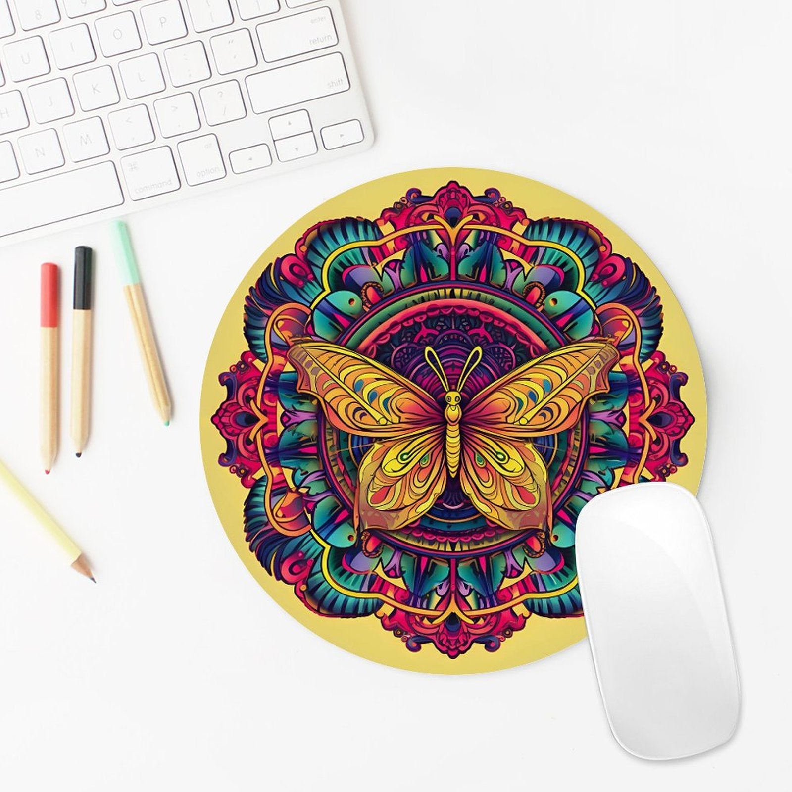 Butterfly Round Mouse Pad