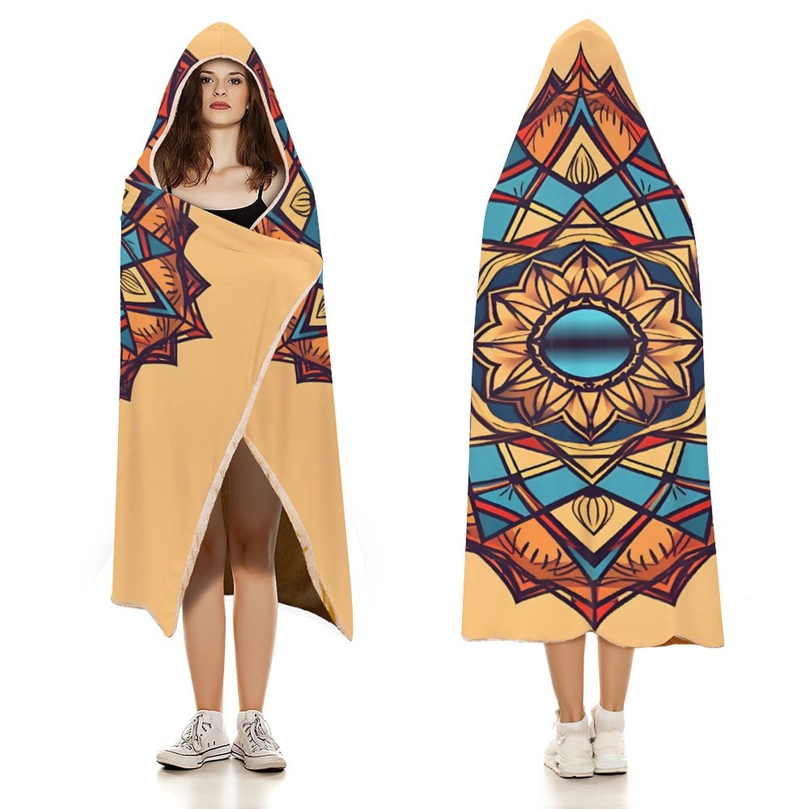 Manta con capucha geométrica