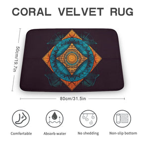 Geometric Coral Velvet Rug