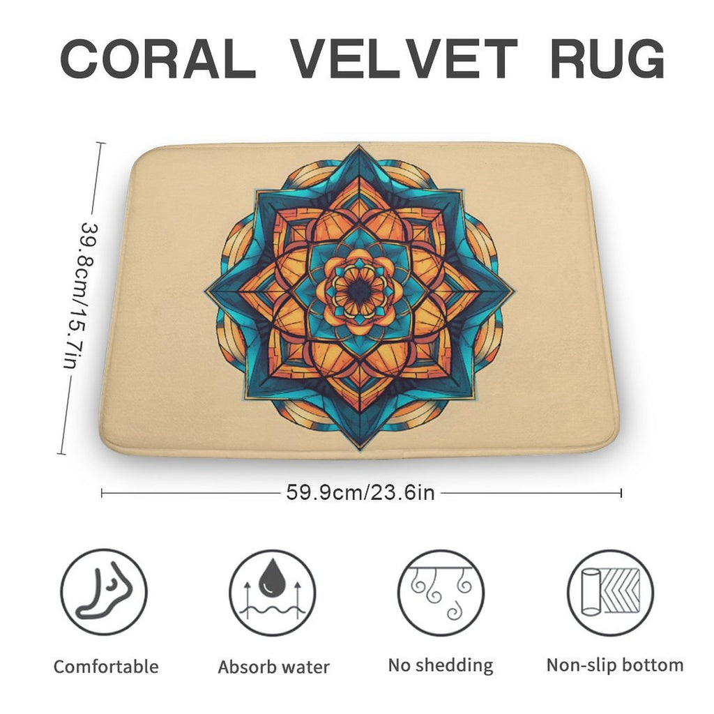 Geometric Coral Velvet Rug