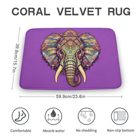 Elephant Coral Velvet Rug