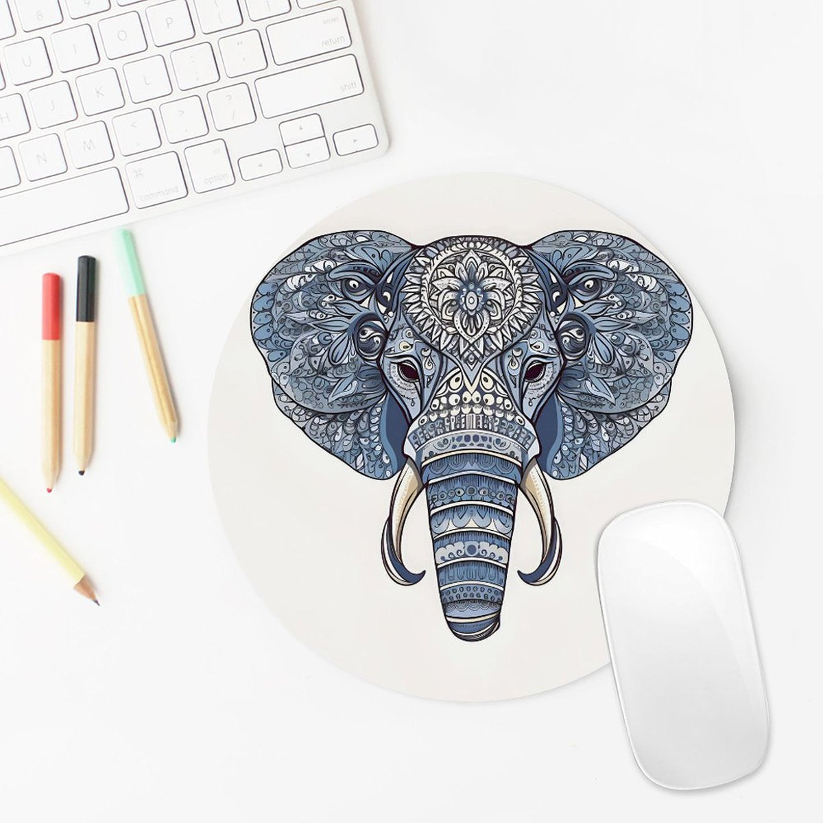 Elephant Round Mouse Pad