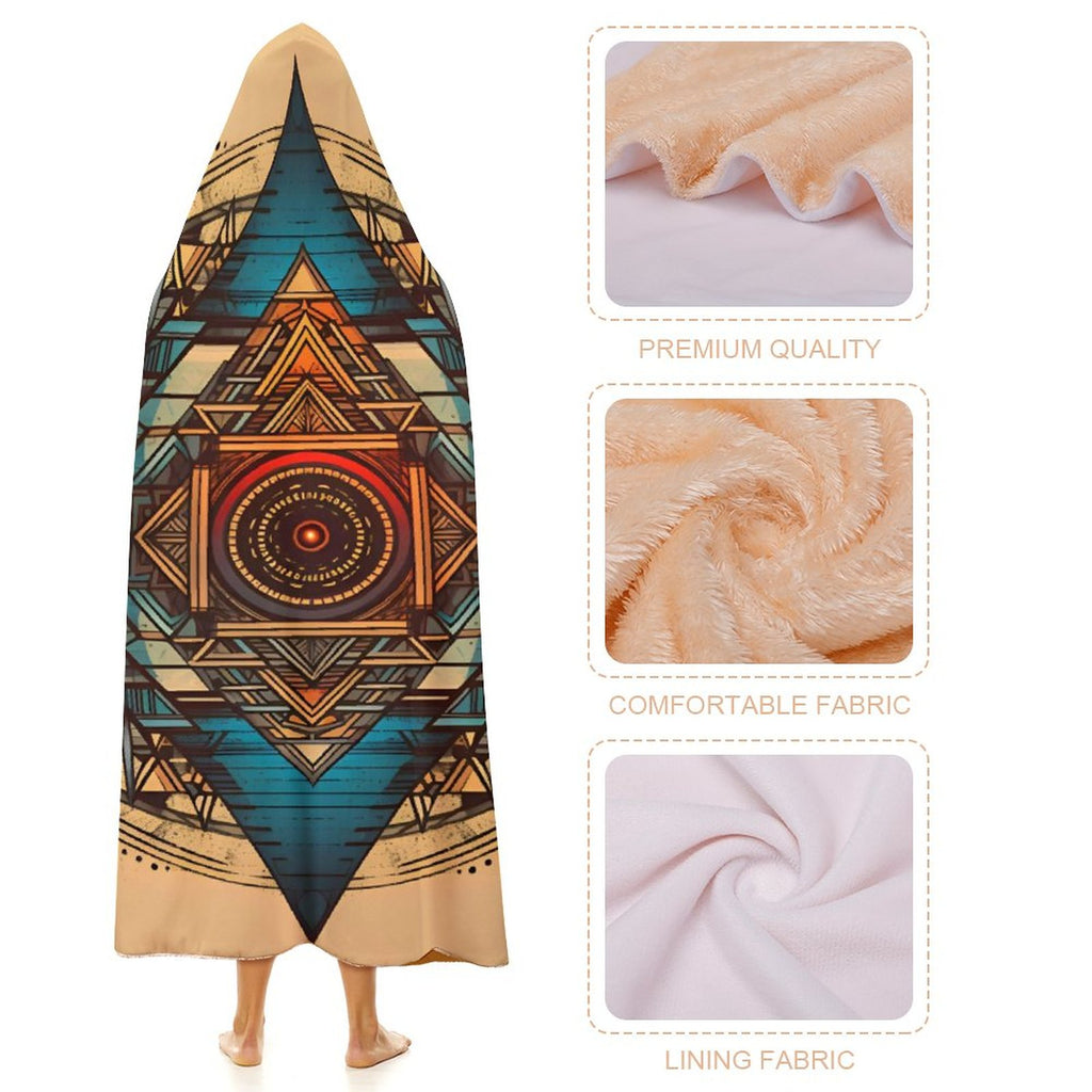 Manta con capucha geométrica