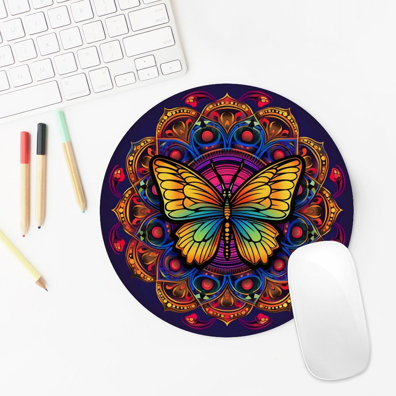 Butterfly Round Mouse Pad