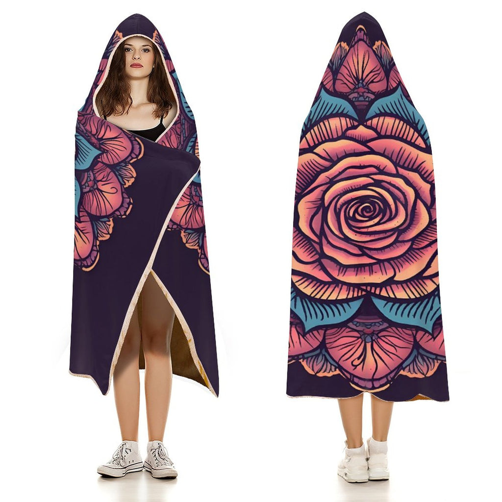 Manta con capucha de rosas