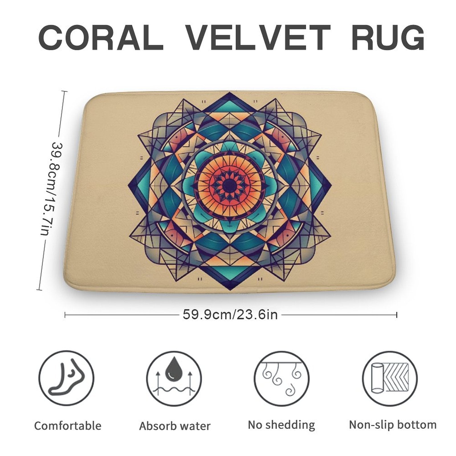 Geometric Coral Velvet Rug