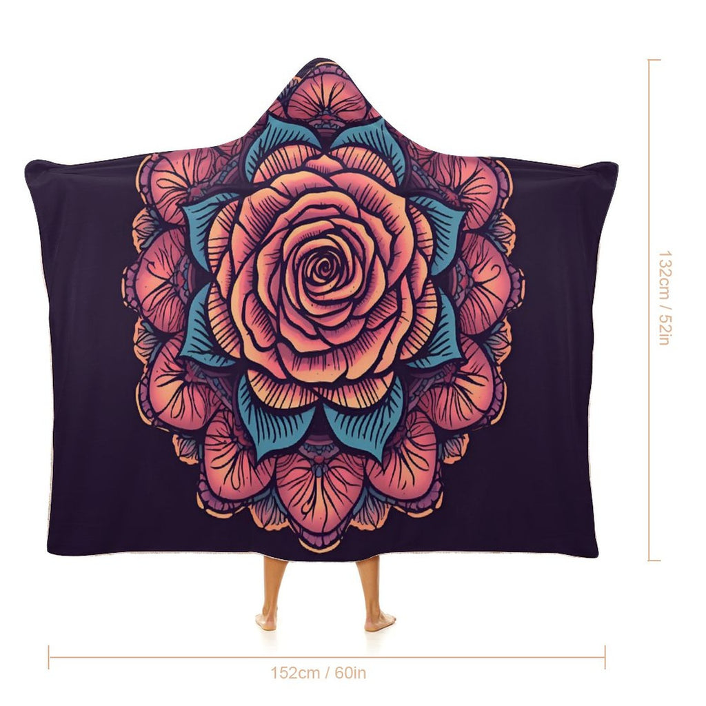 Manta con capucha de rosas