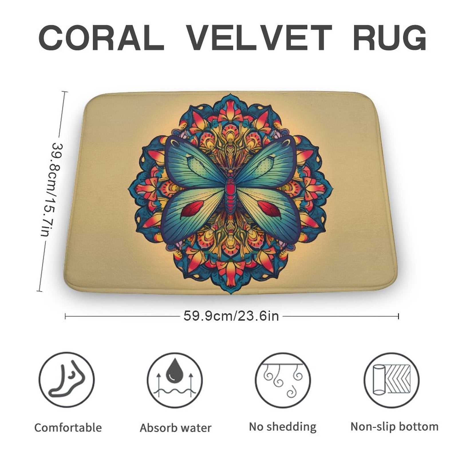 Butterfly Coral Velvet Rug