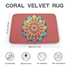 Sunflower Coral Velvet Rug