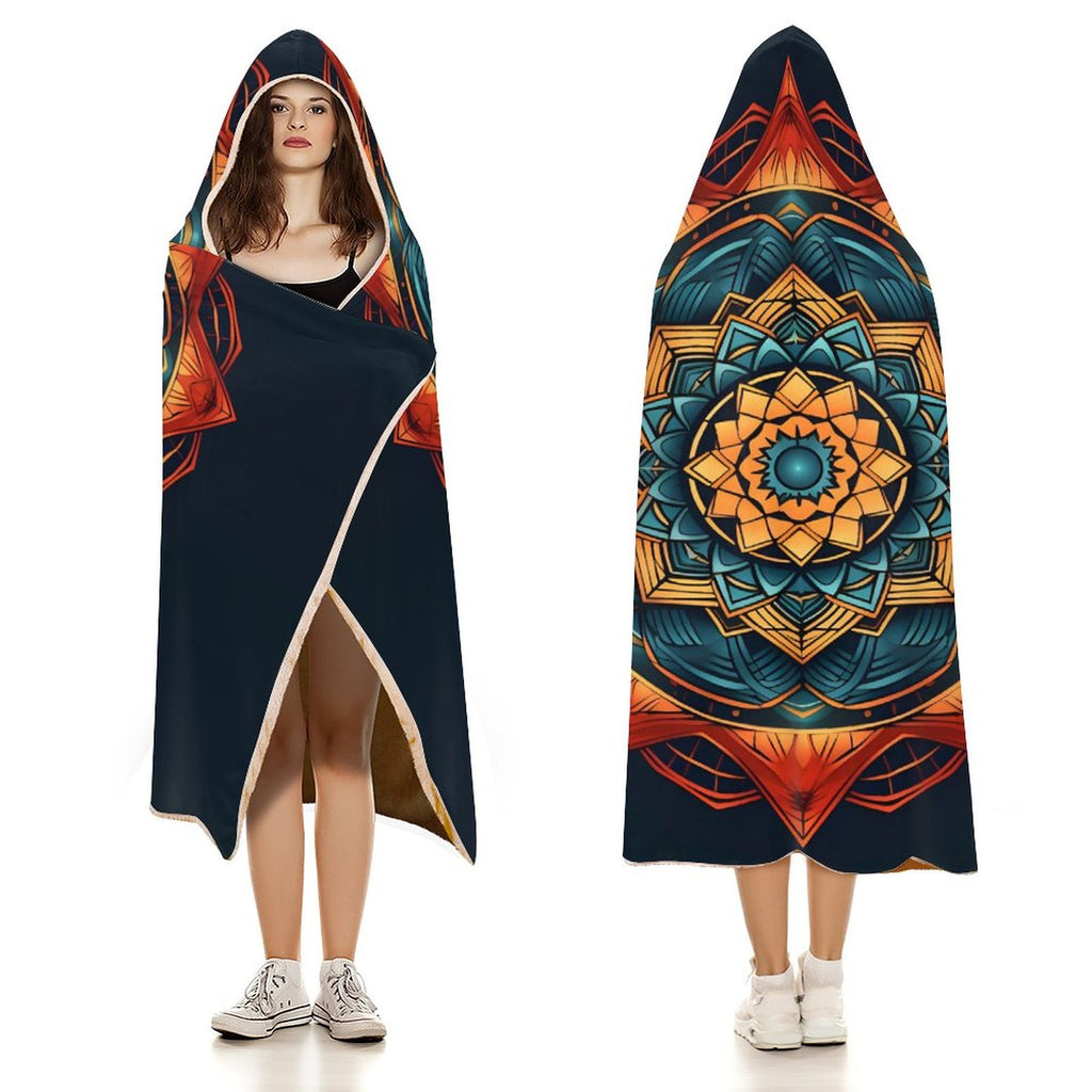 Manta con capucha geométrica