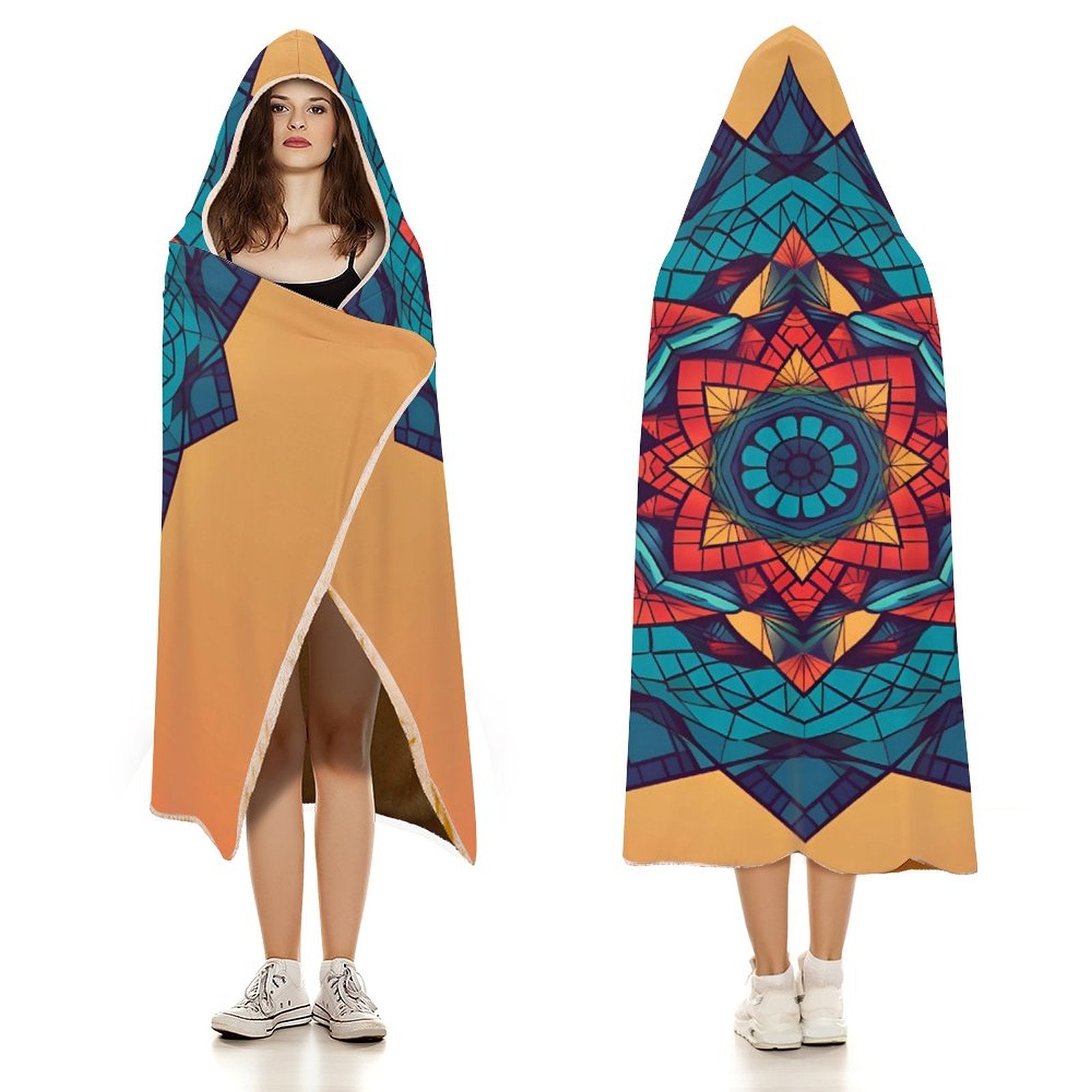 Manta con capucha geométrica