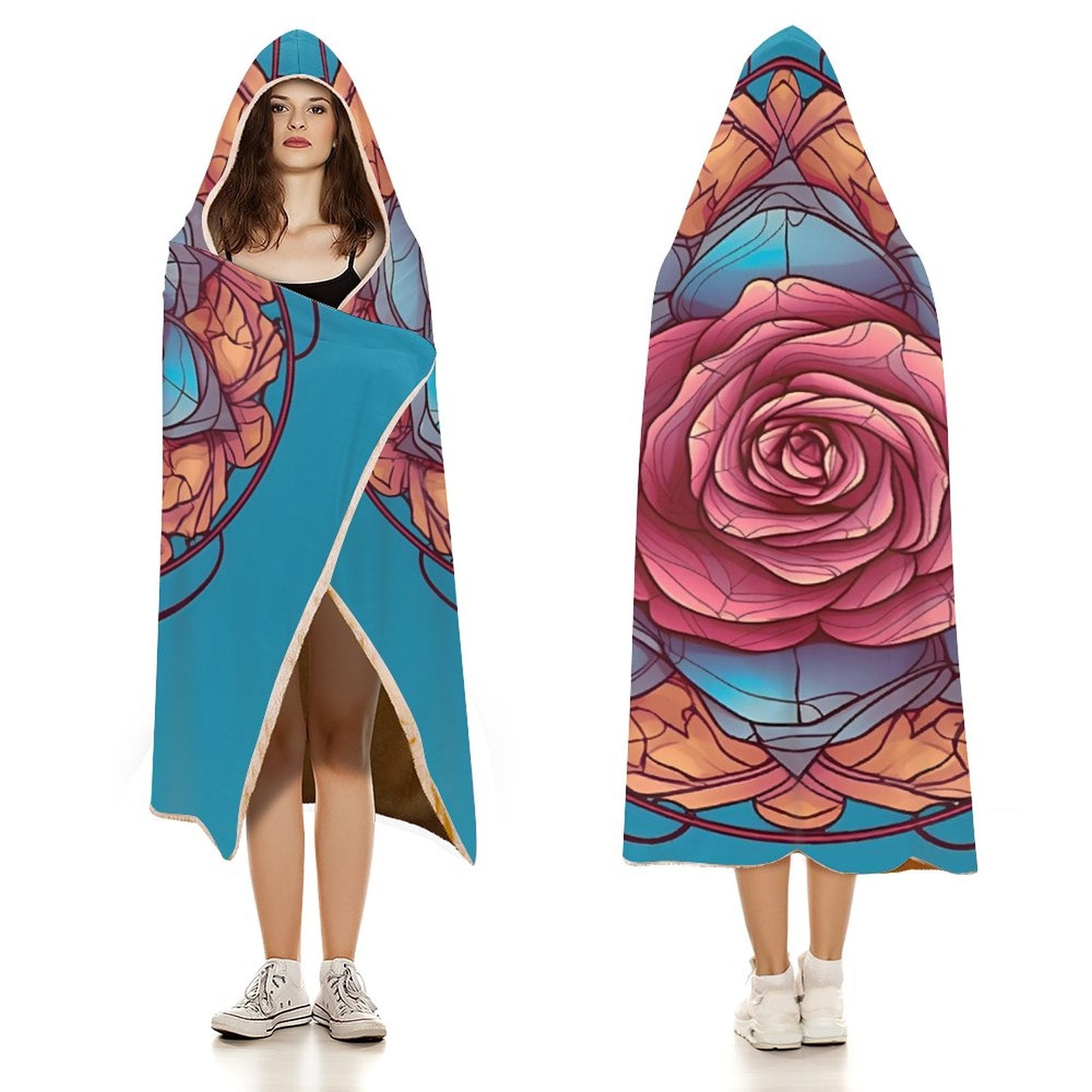 Manta con capucha de rosas