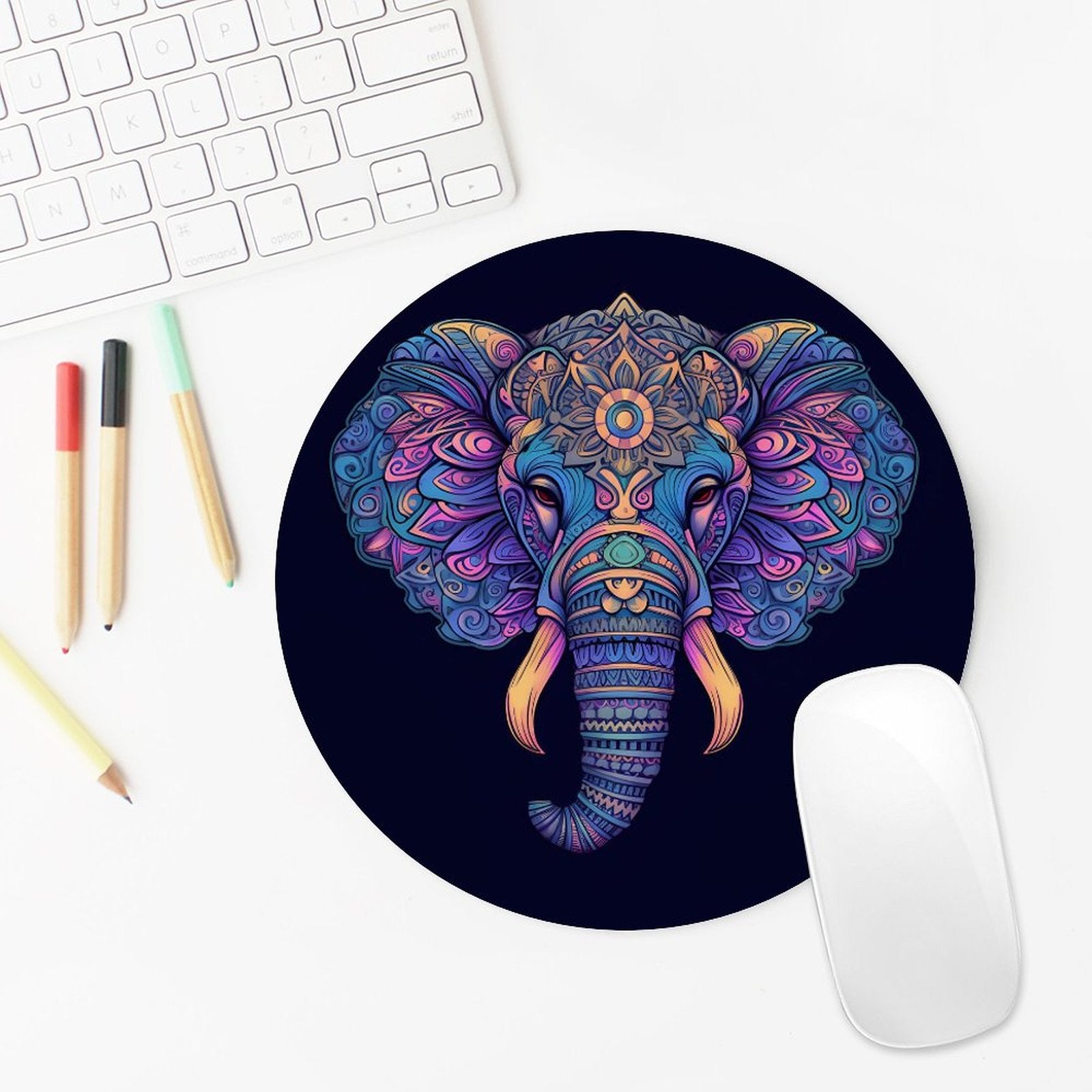 Elephant Round Mouse Pad