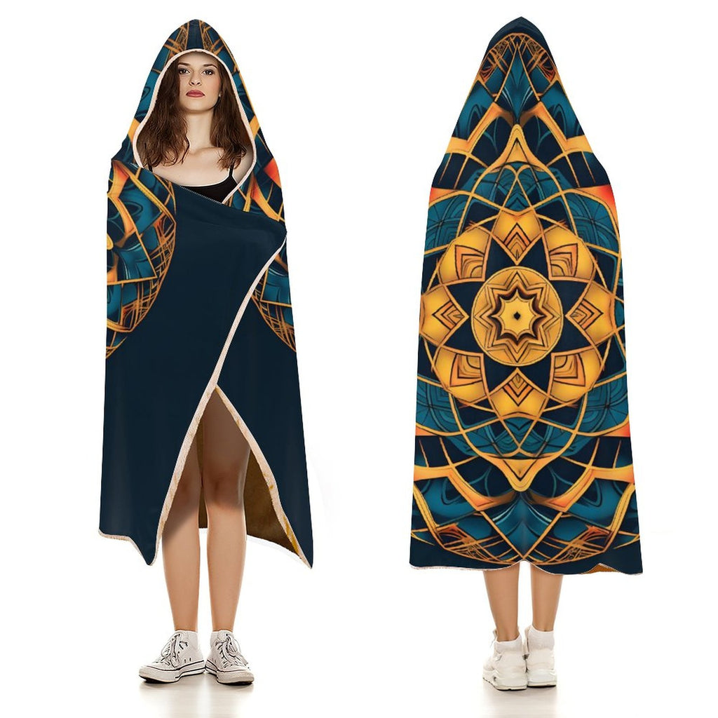 Manta con capucha geométrica