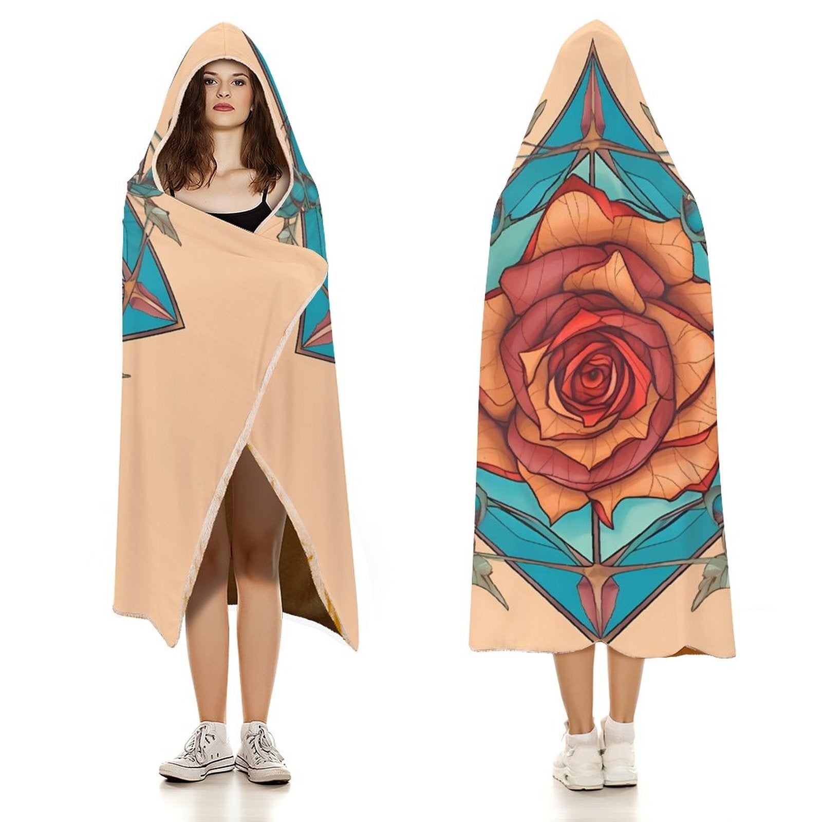 Manta con capucha de rosas