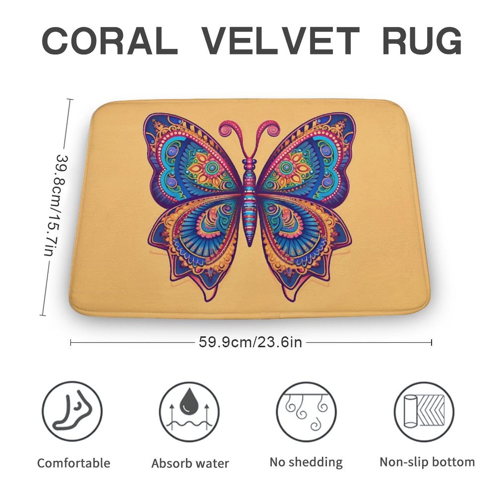 Butterfly Coral Velvet Rug