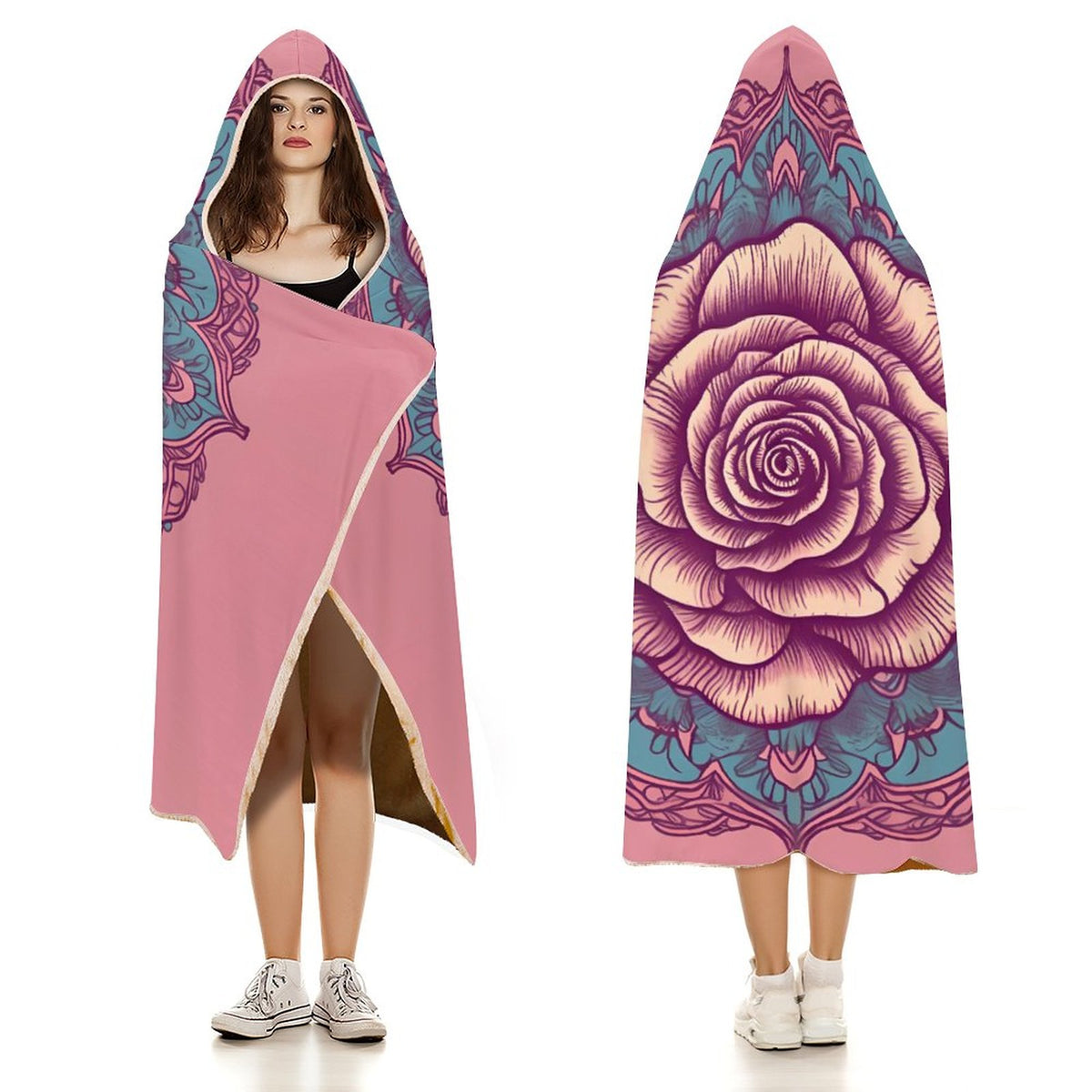 Rose Hooded Blanket