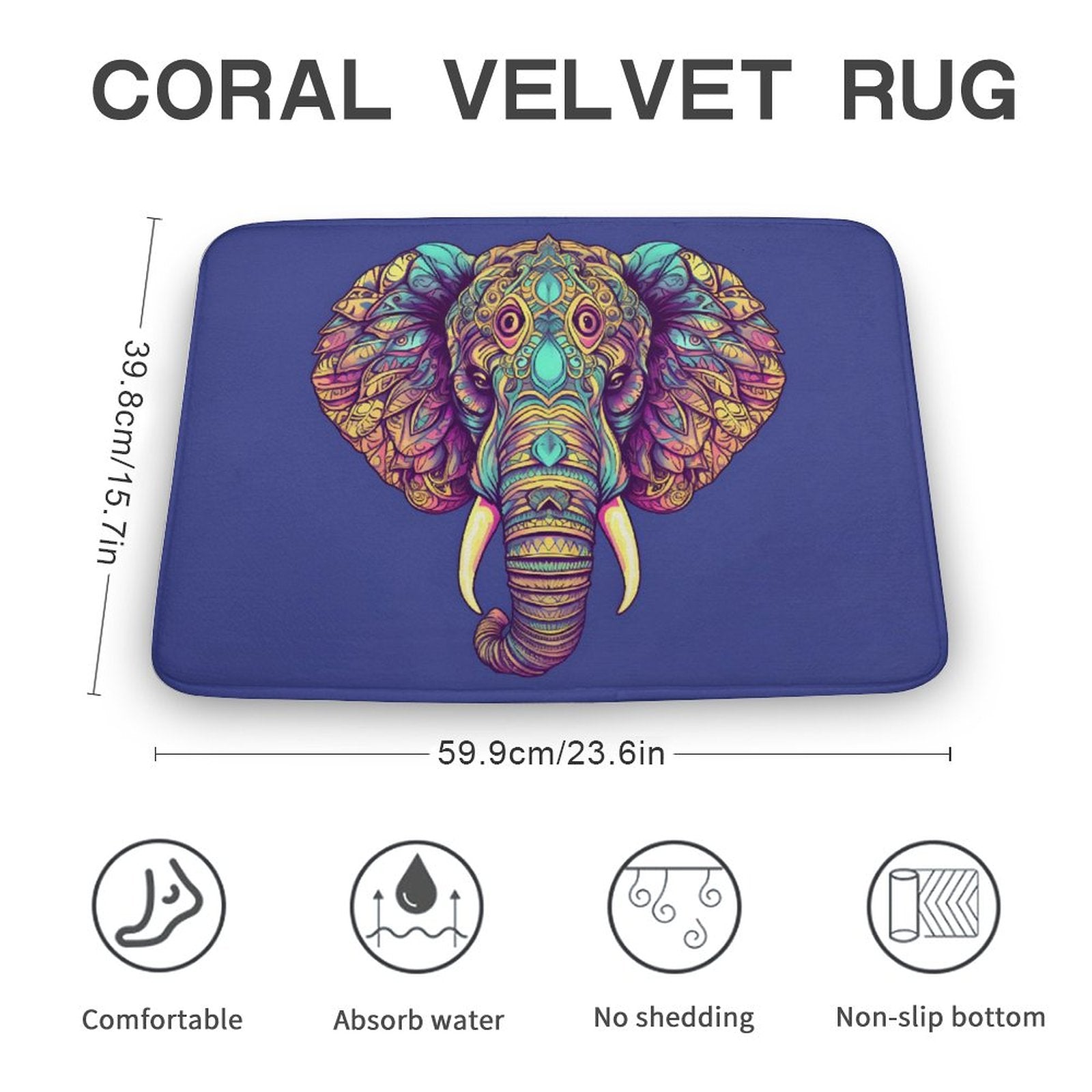 Elephant Coral Velvet Rug