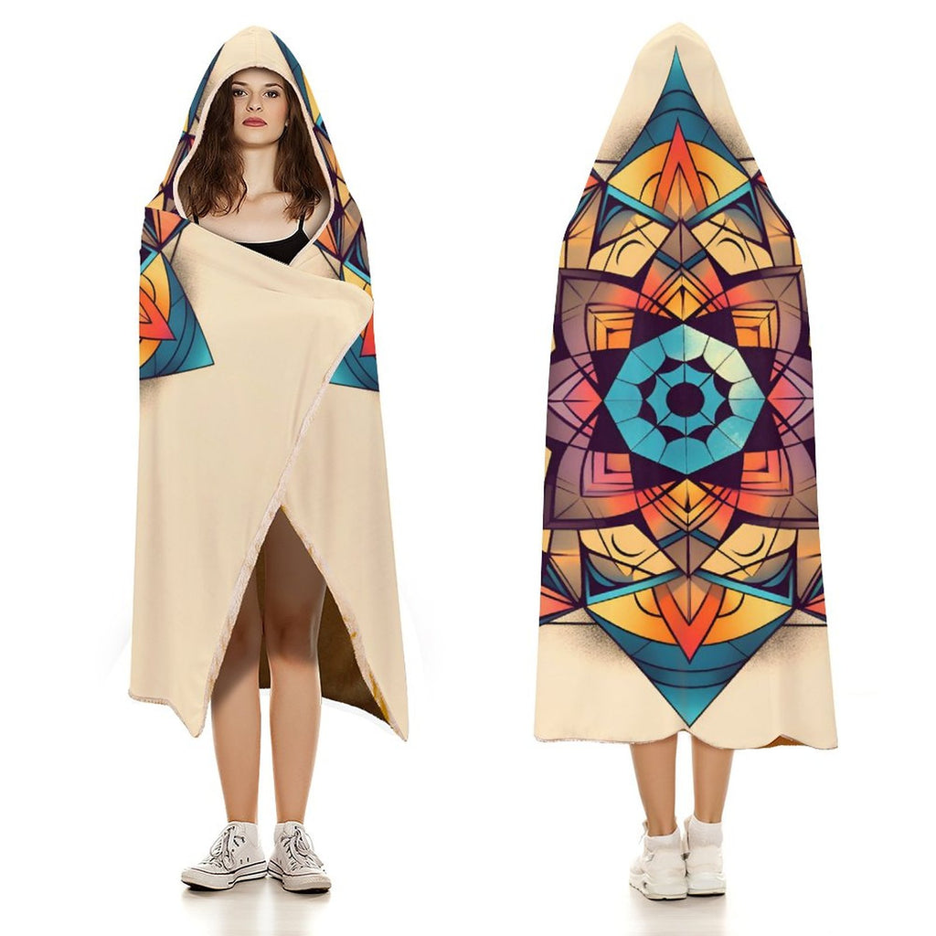 Manta con capucha geométrica