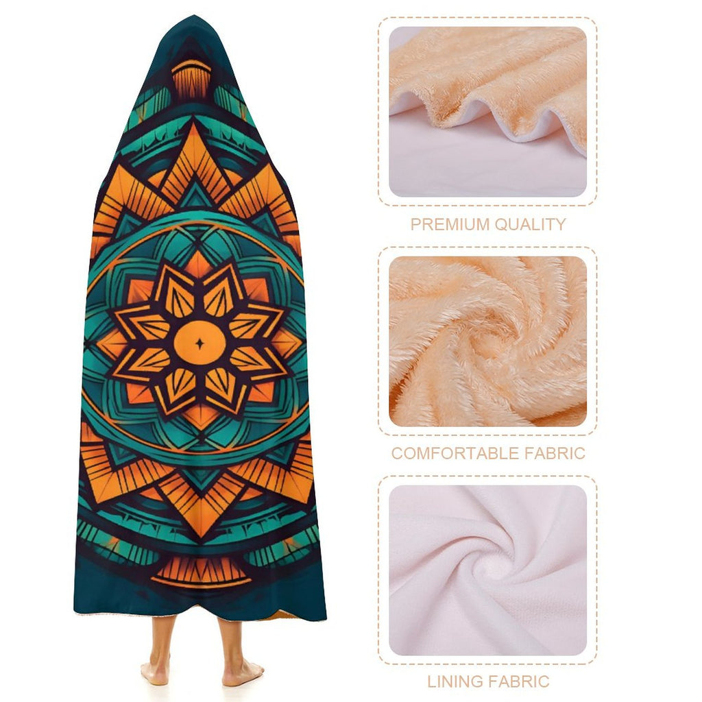 Manta con capucha geométrica