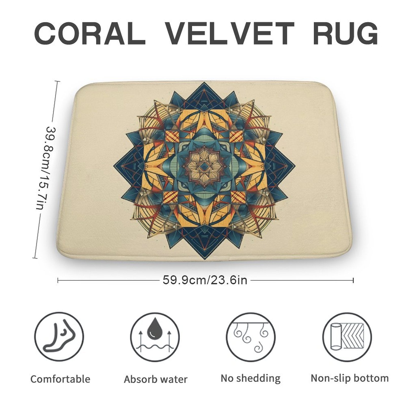 Geometric Coral Velvet Rug