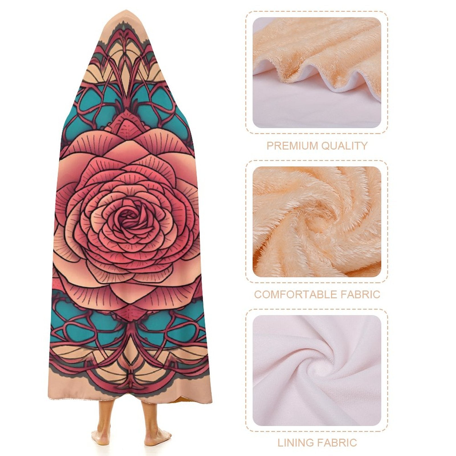 Rose Hooded Blanket