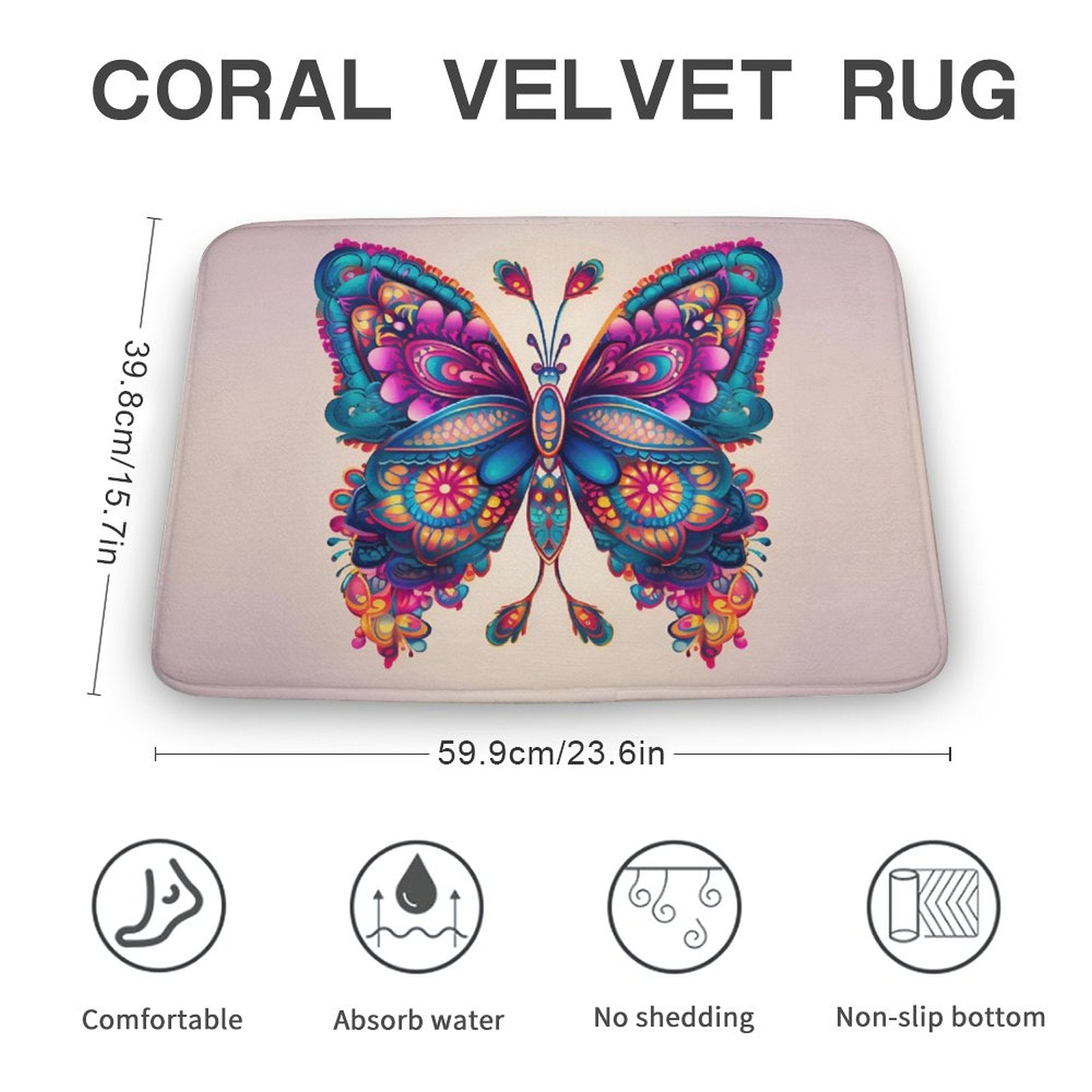 Butterfly Coral Velvet Rug