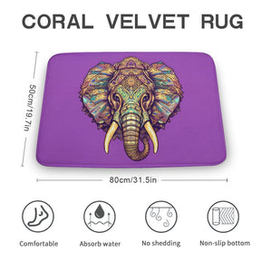 Elephant Coral Velvet Rug